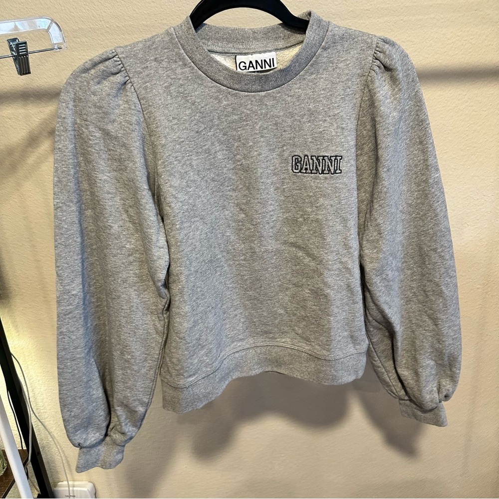 MOVING SALE 🚚 Ganni Heather Gray Puff Sleeve Top